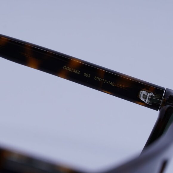 Gucci GG0748S 003 Sunglasses Havana Square Frame, Green Lenses - Picture 7 of 10